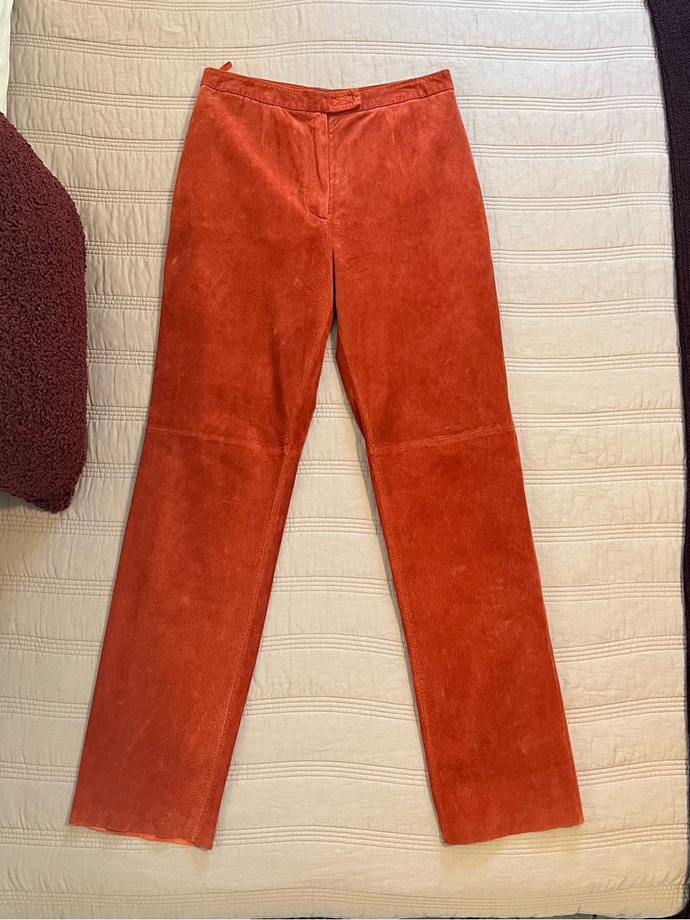 Bernardo Orange Red Rust Suede Leather Pants Western Rodeo Cowgirl Vintage